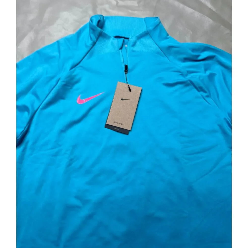 Nike Dri FIT Strike 1/4 Zip Soccer Drill Top Baltic Blue DV9225-416 Men's Medium